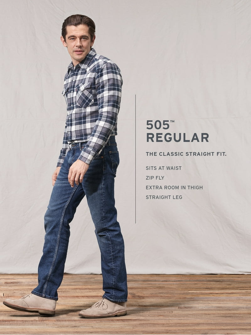 LEVI’S / 505 USA zip denim pants Levis Men's 505 Regular Fit Jeans with Original Zip Fly, Comfy