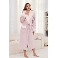 thumbnail image 2 of Heartnice Womens Hooded Plush Long Robe, Soft Warm Fleece Bathrobe for Women Fluffy Cute Spa Robe（ Light Pink, L/XL）, 2 of 5