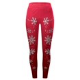 thumbnail image 5 of Fiaer Christmas Women's Black Leggings Snowflake Graphic High Waisted Pants Plus Size Cozy Trendy Tight Trousers Red M, 5 of 5