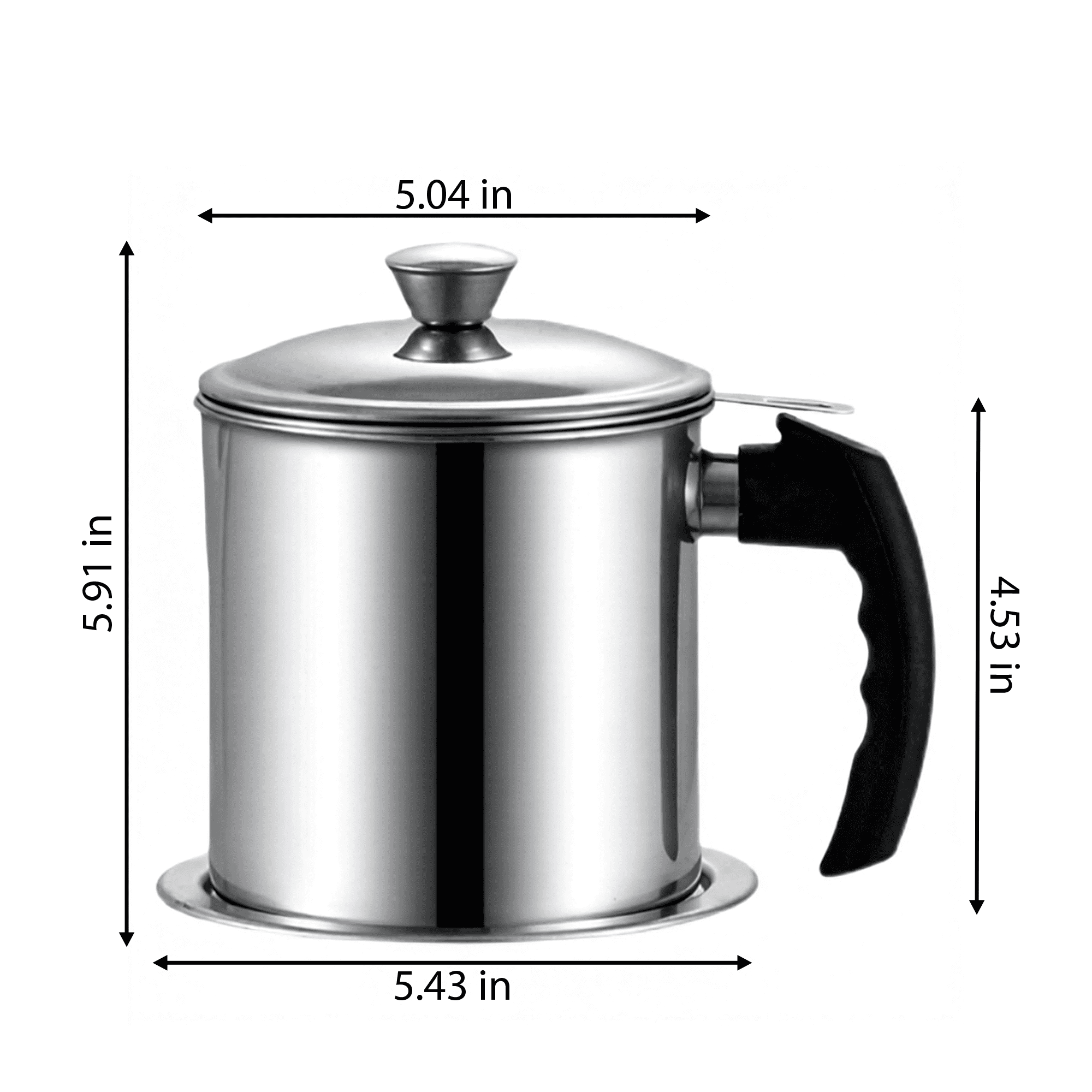 GARITIN Bacon Grease Container with Strainer, 1.8L Stainless Steel Oil Storage Pot, Grease Saver Can with Fine Mesh Filter for Kitchen Cooking Frying Oil