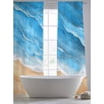 thumbnail image 4 of Blue Coastal Beach Sheer Curtains 108 Inch Length 2 Panels Set, Summer Nautical Ocean Beige Seaside Voile Window Treatment Semi Sheer Long Curtains Drapes for Bedroom/Living Room/Kitchen 52"x108"x2, 4 of 7