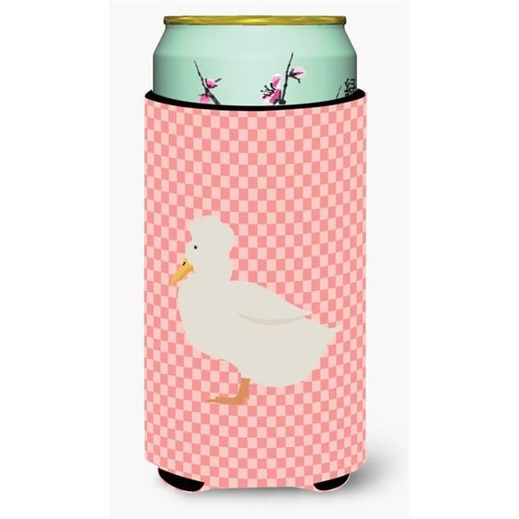 Crested Duck Pink Check Tall Boy Beverage Insulator Hugger