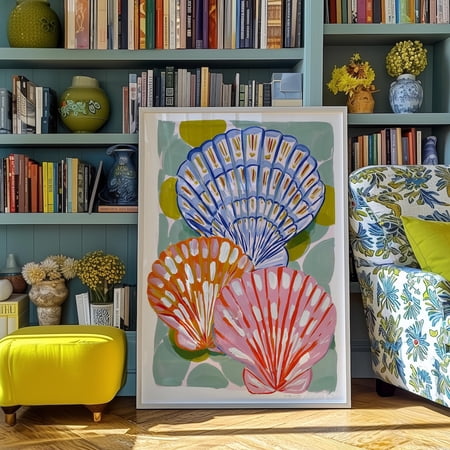 Seashell Wall Art Print, Coastal Beach House Decor, Nautical Illustration, Unframed Paper Print Size 8x12