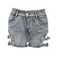thumbnail image 4 of iHPH7 Denim Shorts Women, Booty Shorts for Women, Stretch Denim Shorts Women, Ripped Jean Shorts, Mid Rise Jean Shorts for Women, Blue XL, 4 of 9
