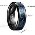thumbnail image 5 of Male and Female 8mm Blue Carbon Fiber Tungsten Carbide Wedding Rings with Black Vine Inlay Size 7-12, 5 of 6