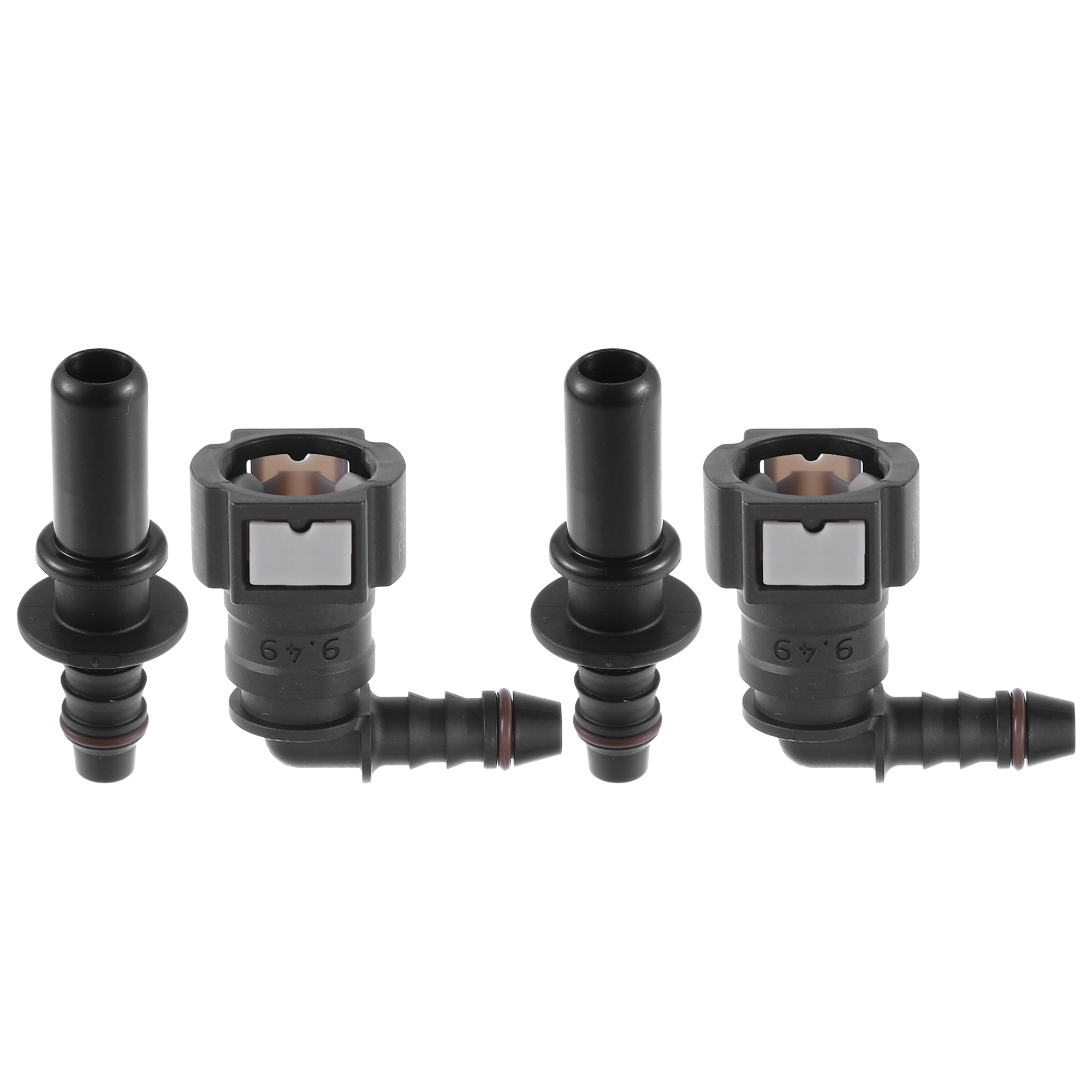 ABSOPRO 90 Graden Brandstof Snelkoppeling 3/8" (9.49mm SAE) Naar 5/16" (8mm) Nylon - Set Van 2 Stuks
