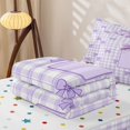 thumbnail image 5 of Homewish Letter F Initial Zipper Twin Comforter Sets with Fitted Sheet and 2 Pillowcases For Kids Girls,Purple Plaid Zipper Bedding Set For Bow Tie Lover,Reversible,4 Pieces, 5 of 7