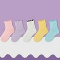 thumbnail image 3 of yillto 5 Pack Toddler Kids Cotton Socks Mid Ankle Crew Socks Ruffle Hem Socks for Boys Girls, 3 of 4