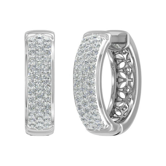 0.46 Carat Diamond Hoop Earrings in 14K White Gold (I1-I2 Clarity)