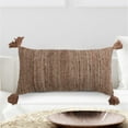 thumbnail image 5 of Bloomingville Woven Cotton Striped Lumbar Pillow with Chambray Back and Tassels, 5 of 5