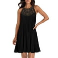 thumbnail image 2 of Htigea Sundress for Women Chiffon Halter Mini Dresses Sleeveless Lace Hollow Out A Line Dress Flowy Ruffle Beach Vacation Dresses Black,M, 2 of 9