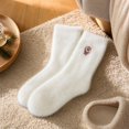 thumbnail image 5 of Women Christmas Fuzzy Embroidered Crew Socks, Soft Fluffy Warm Holiday Sleeping Socks, Cozy Thermal Indoor Socks, Festive Gift Socks for Ladies E, 5 of 5