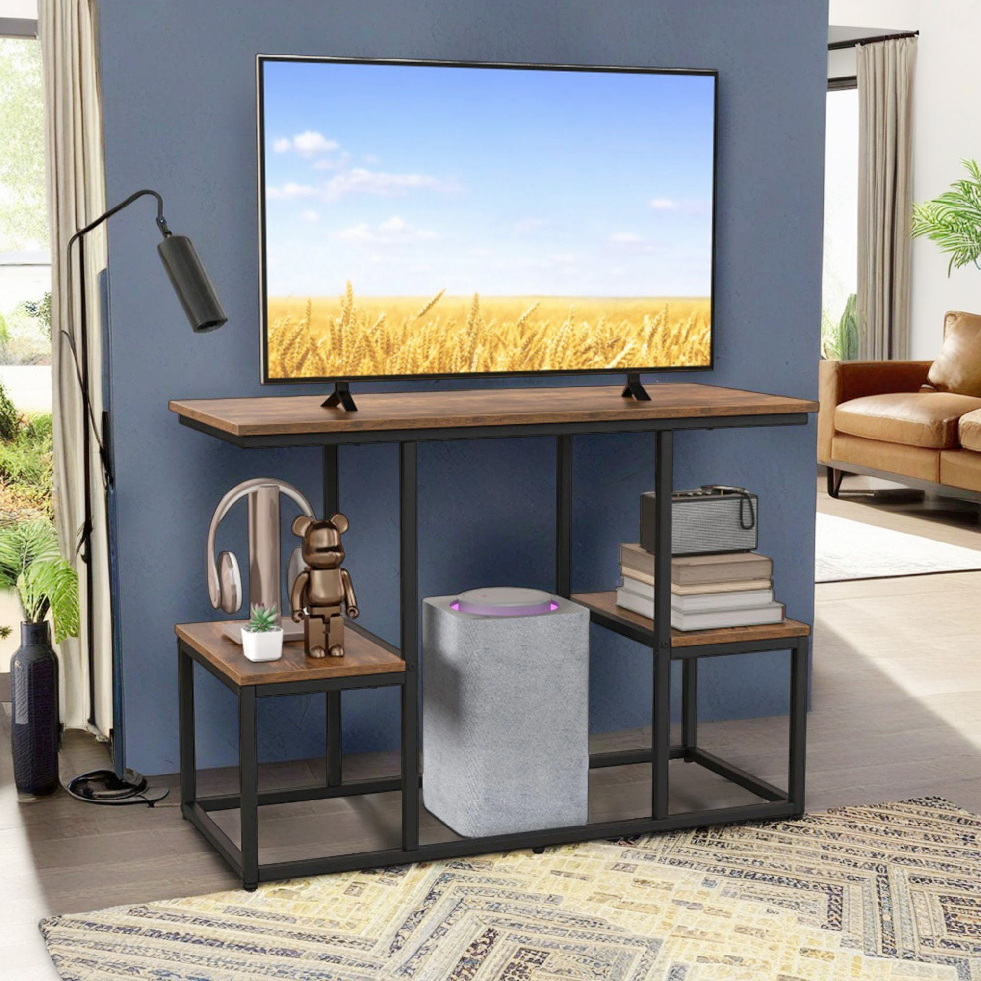 Demi Bonn TV Stand, Entertainment Center, Rustic TV Console Table for 50 Inches TVs, for Living Room, Rustic Brown