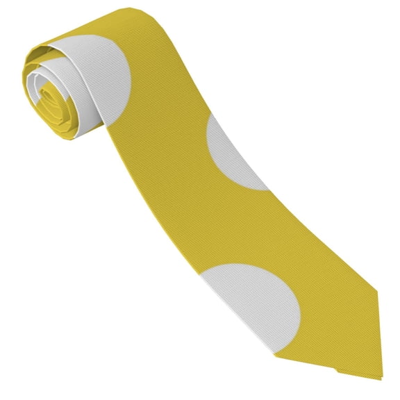 Vsdgher Yellow And White Polka Dot Print Ties for Men 4.7" Formal Necktie Wedding Accessory Men's Business Ties for Wedding Bussiness Work