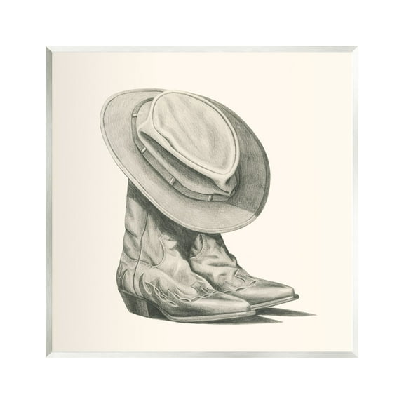 Stupell Industries Rodeo Boots Drawing Beauty & Fashion Drawing Unframed Art Print Wall Art, 12 x 12