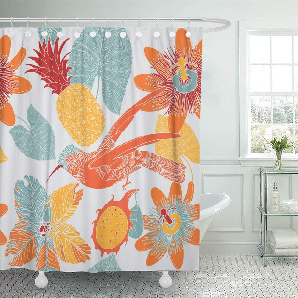 KSADK Yellow Passion Tropical Floral Pattern with Humming ...