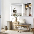 thumbnail image 4 of Arched Wall Mirror 24x20 Inch Black Metal Frame Tempered Glass Large Decorative Crystal Clear Shatterproof Mirror for Entryway Living Room Mantel Bathroom, 4 of 8