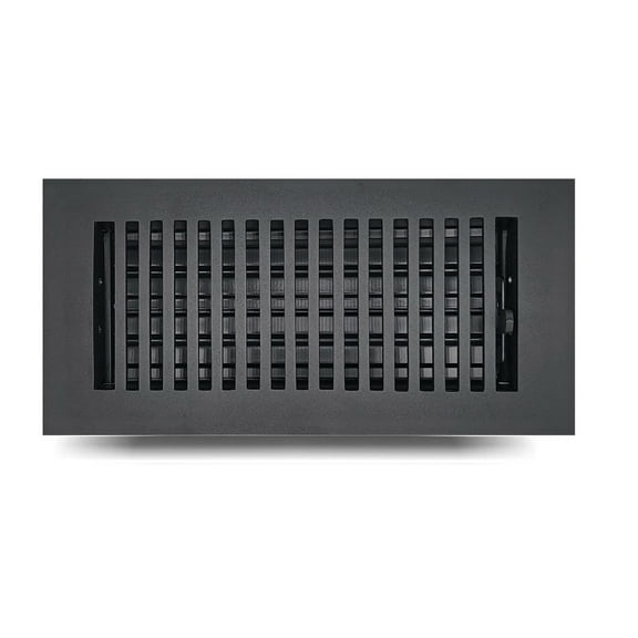 Caststo 4"x10" Duct Size Cast Aluminum Floor Vent Register, Powder Coated Black, Overall Faceplate is 6"x12"