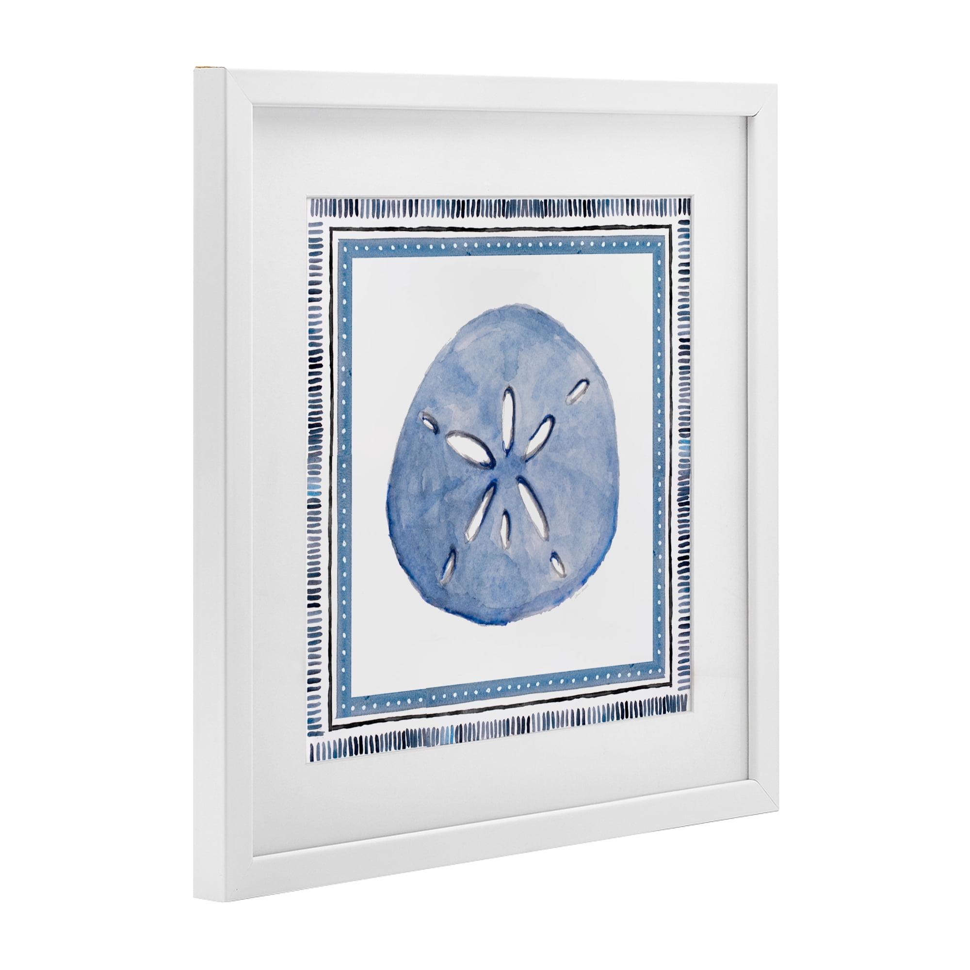 Stupell Industries Blue Bordered Sand Dollar White Framed Print Under Glass, design by Lanie Loreth