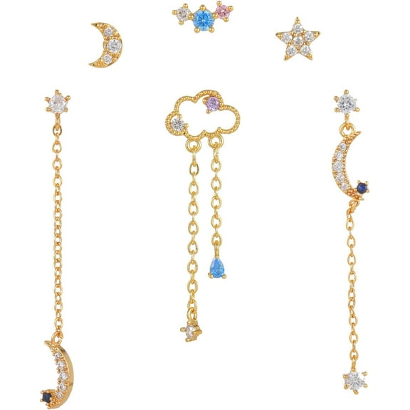 Gold Plated Earrings Dainty Earring Sets For Multiple Piercing Mini Huggie Dangle Hoop With Cz Green Lizard Asymmetrical Cartilage Studs For Women[Z1]