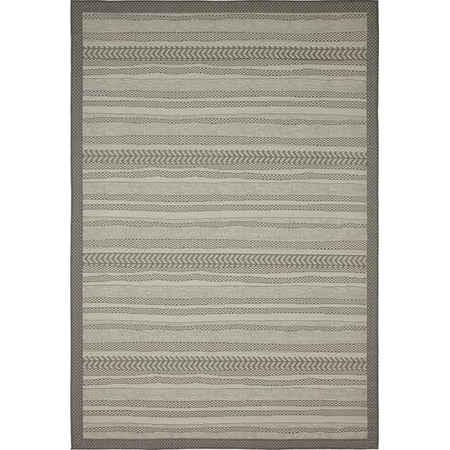 Unique Loom Collection de Bordures Extérieures Tapis d'Intérieur et d'Extérieur Décontracté à Rayures Marocaines, 6 x 9 Pieds, Gris/gris Foncé