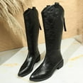 thumbnail image 5 of LOVZFMLL Cowboy Boots for Women Mid Calf Chelsea Boots Side Zipper Pointy Toe Slip Resistant Low Block Heel Fall Winter Fashion, 5 of 8