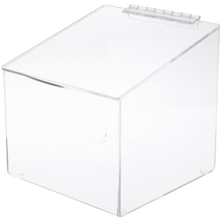 Plymor Clear Acrylic Display Case Box With Angled Top & Hinged Lid, 10" x 10" x 10"