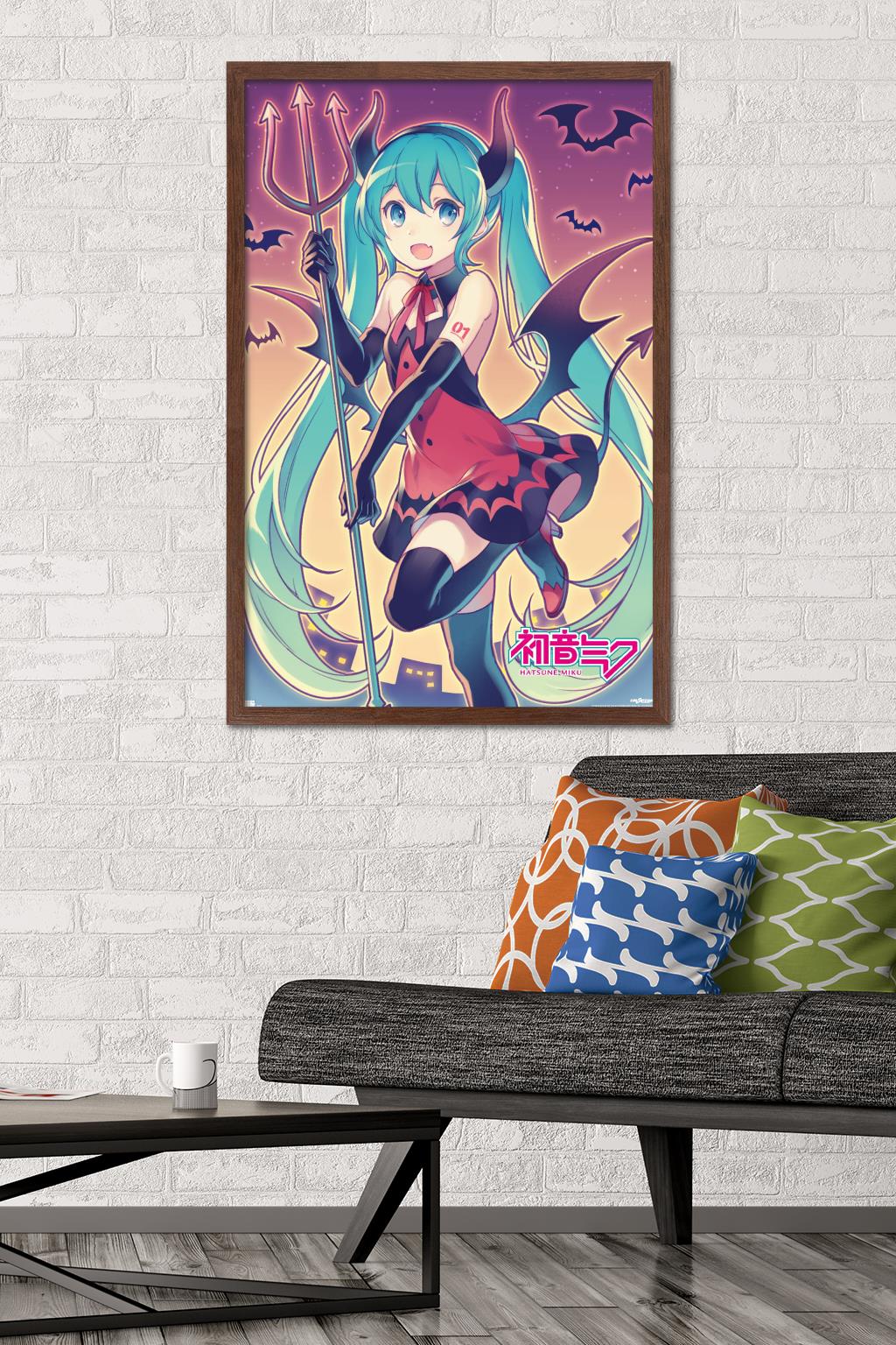 Hatsune Miku - Bats Wall Poster, 22.375" x 34" Framed