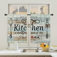 thumbnail image 3 of Teal Turquoise Kitchen Curtains and Valances 3 Piece Set Rod Pocket 36 Inch Short Rustic Wooden Board Country Fork and Spoon Retro Vintage Funny Quotes Bedroom Living Room Treatment Fabric, 3 of 5