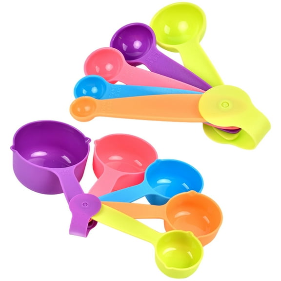 ONAPARTER Rainbow Measuring Spoon Set Plastic Spoons Cups for Baking Jar Reusable Scoop Small Liquid （As Shown）