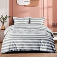 thumbnail image 1 of NTBAY 3 Pieces 100% Brushed Microfiber Striped Duvet Cover Set, Super Soft Smoke Gray and White Printed Reversible Design Zipper Comforter Cover with Ties and 2 Pillow Shams (King, Stripe), 1 of 6