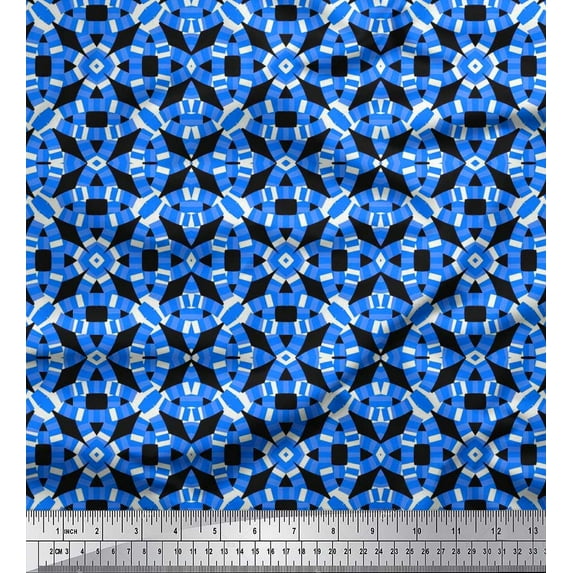 Soimoi Cotton Duck Fabric Abstract & Circle Geometric Print Fabric by The Yard 42 Inch Wide