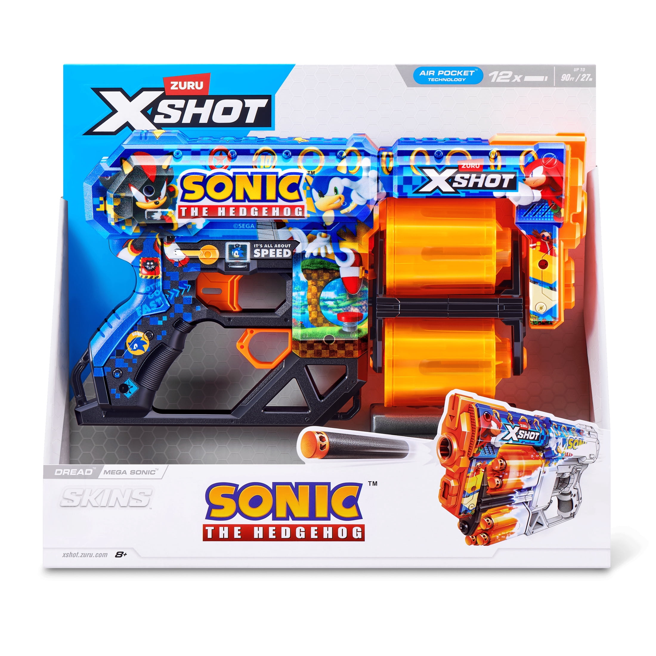 XSHOT Skins Dread Blaster - Mega Sonic Skin (12 Darts) by ZURU, Outdoor Toys for Ages 8+