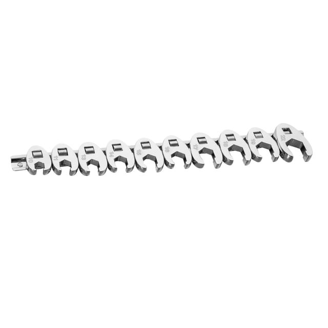 ARCADORA 10Pcs Crowfoot Wrench Set 3/8 Inch Drive Chrome Plated Carbon Steel Slim Profile For Tight Space Automotive Repair