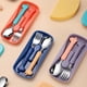 thumbnail image 5 of Juego de cuchara y tenedor para niños de utensilios para niños pequeños, cubiertos para niños con jirafa linda, 5 of 5
