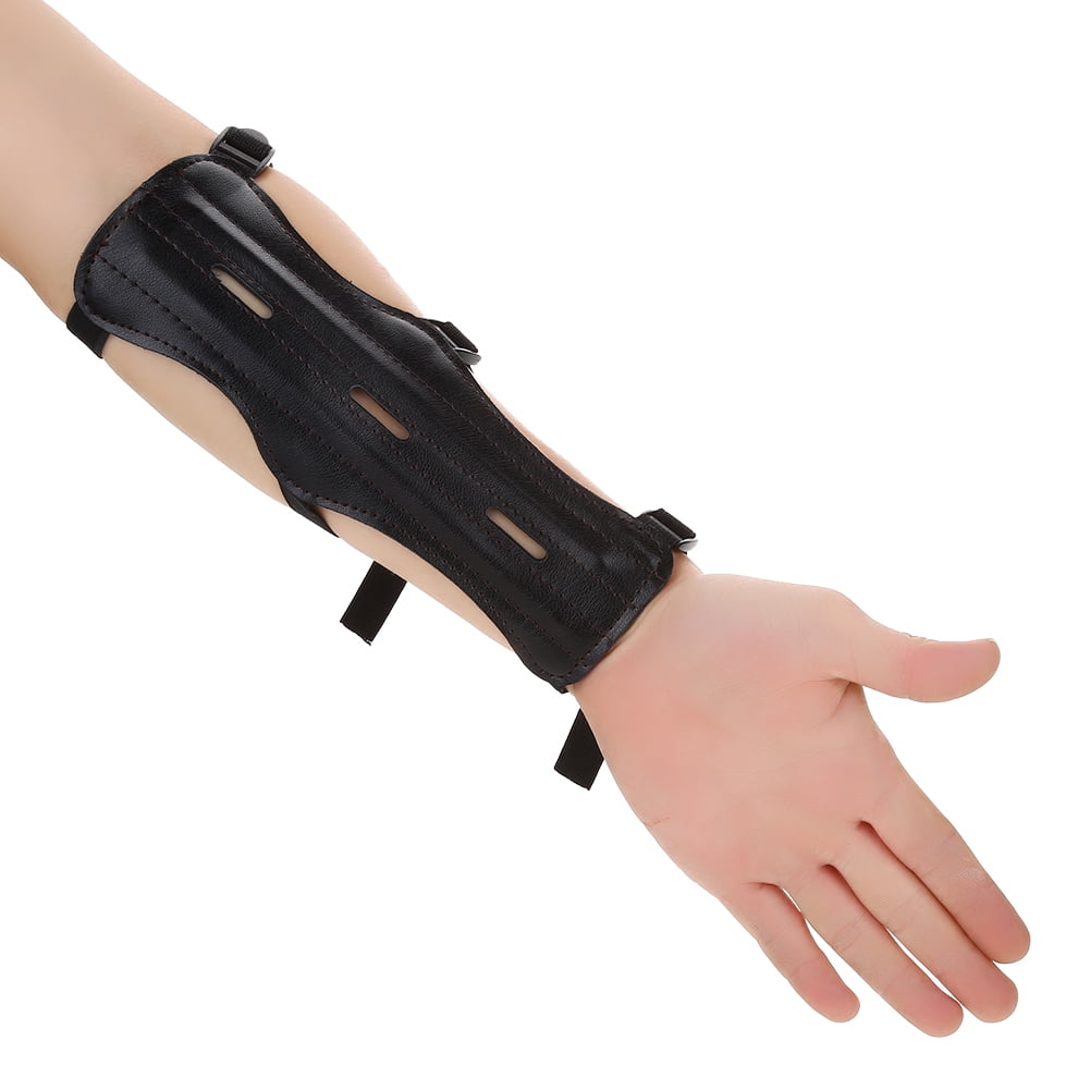 Protection Avant Bras Protège-bras De Tir à L'arc En Cuir – Réglable Avec 3 Sangles – Pour Droitiers Et Gauchers – Inclut Un Gant – Protection Avant- bras Et Doigts Protege Bras Tir