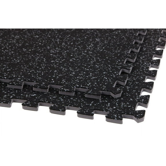 IncStores 3/8" Soft Rubber Interlocking 2'x2' Tiles Black/Grey (6 Tiles)