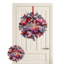 IGEED 4th July Independence Day Wreath,Patriotic Flag Wreath for Front Door,Red White and Blue Wreath for Memorial Day Americana Wreaths for Front Door Window Christmas Decor
