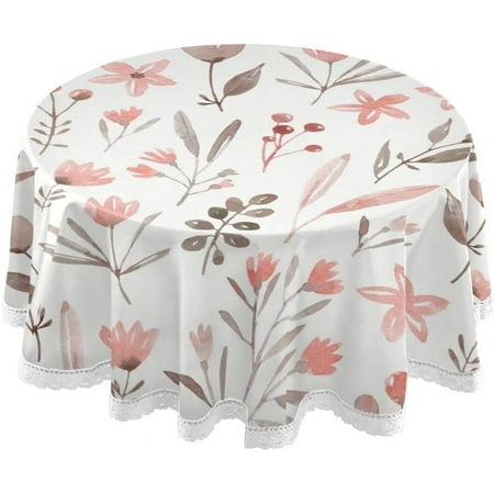SKYSONIC Flower Round Tablecloth 60 inch Waterproof Tablecloth Stain Resistant and Wrinkle Decorative Patio Table Cloths for Kitchen Dinning Room Party Home Garden Picnic