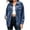 *Blue, variant on ClodeEU Women's Lapel Button Down Long Sleeve Denim Jacket,Casual Loose Jean Coat with Pockets Black,Women's Plus L