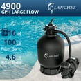 thumbnail image 4 of LANCHEZ 16in Sand Filter Pump for Above Ground Pool with Timer, 1.5HP, Max 4900GPH for Pools Up to 16000GAL, 6-Way Valve Pool Sand Filter System, Enhanced Circulation for Crystal-Clear Pool, 4 of 7