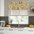 thumbnail image 4 of Gray Green Boho Floral Curtain Valances for Windows, Kitchen Valance Window Treatments Panel 2 Pack, Vintage Abstract Art Ethnic Flowers Rod Pocket Short Curtains for Bathroom Bedroom 42 x 12 Inch, 4 of 8