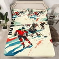 thumbnail image 2 of Homewish Ice Hockey Lover Bed Sheets,Watercolor Graffiti King Sheets,Beige Teal Sheet Set For Girls Kids,Super Cozy Room Decor,4pcs, 2 of 7