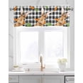thumbnail image 2 of Easter Buffalo Bunny Linen Curtain Valance for Bedroom/Bathroom/Kitchen/Office/Living/Dining Room Windows,Carrots Black White Plaid Check Rod Pocket Topper Drapes Decorative Cafe Drapery Panel 60x18, 2 of 6