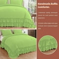 thumbnail image 5 of D.N.G. BEDDINGS 5 Piece Luxury 5 Inch Two Layer Ruffle Comforter Set Premium Super Soft, 800 TC, 100% Egyptian Cotton, Super Soft, Full/Queen Size Sage Color, 5 of 7