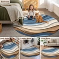 thumbnail image 5 of Round Rugs 6Ft, Blue Brown Ombre Round Area Rug Washable Indoor Throw Carpet, Modern Abstract Aesthetics Geometric Soft Non Slip Circle Rug for Office Cabinet Home Decor Aesthetic, 5 of 8