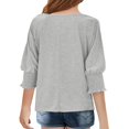 thumbnail image 3 of Drmagiyhm Girls T Shirts Size 10-12 Cute Crewneck Shirts T-Shirts Casual Loose Little Girl Smocked Cuffs 3/4 Sleeve Tops, Tees & Blouses Gray 11-12 Years, 3 of 3