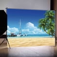 thumbnail image 2 of Blue Ocean Beach Backdrop Tropical Summer Background Ship Boat Wharf Sea Surface Holiday r Photography Photo Props, 2 of 8