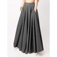 thumbnail image 4 of Womens Dark Grey Flowing Maxi Skirt A-Line Casual Solid Color, 4 of 5