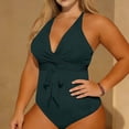 thumbnail image 4 of One Piece Swimsuit for Women with Built-In-Bra,High Waisted Push Up V-Neck Slimming Bodysuit Monokini Swimsuit, 4 of 7